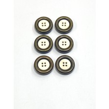 Italyan Oksit Çerçeve / Beyaz Merkez / Trençkot Ceket Düğmesi / 2,5 cm / 6’lı Set / ITA21
