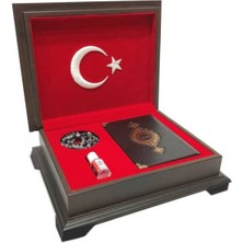 Ergün Collection Ahşap Kutulu Kur'an(Çanta Boy Ay-Yıldız) (0353)