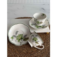 Rossev Porselen Türk Kahve Fincanı 2 Kişilik  Ofelya Yeşil