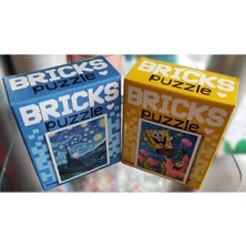 Ada Çanta Kırtasiye 2 Adet Bricks Mini Puzzle Yap Boz (15CM*10CM / 100PARÇA) (Yıldızlı Gece/sünger Bob) AD232310