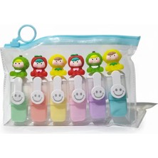 Gökyüzü Işığı Sevimli Figür Başlıklı Mini Fosforlu Keçeli Kalem-6lı SET-FOSFOR08