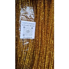 B004 Kod Mutkin Renk Kod  Şönil 100 Lü Simli Gold Altın  30 cm -🛍️ Yoğun Tüylü Hobi Çubuğu Tel El Işi 100 Lü Paket💐