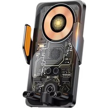 Nuvvo iPhone 15 Uyumlu Kablosuz Araç Içi Cep Telefonu Şarj 2in1 Telefon Tutucu ve Şarj Araç