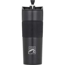 Nuvvo French Press Paslanmaz Siyah Çelik Termos 500ML, Dayanıklı Kamp Ekipmanları, Kamp