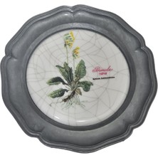 Hasyılmaz Vintage Zınn Çerçeveli Dekoratif Bahar Çuha Çiçeği Temalı Duvar Tabağı 10CM 003