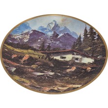 Hasyılmaz Kahla Vintage Alp Dağları Temalı Porselen Duvar Tabağı 19,5cm 004