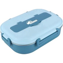 Nuvvo 304 Paslanmaz Çelik Mavi Lunchbox 1000 ml ve 1 Adet Çelik Kaşık, Dayanıklı Kamp