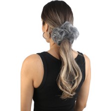 Ergün Collection Lı Lastikli Topuz Toka / Kırçıllı Gri