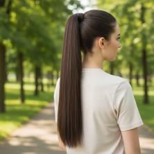 Ergün Collection Bağlamalı Düz At Kuyruğu / Koyu Kahve