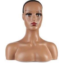 Ergün Collection Omuzlu Peruk Kafa Mankeni / Esmer Tenli