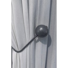 Semra Perde Antrsit Gri Küre Perde Tutucu – Ipli, Duvar Delmeden Kullanılan Dekoratif Perde Toplama Aparatı Hayalet Perde Tutucu Renso