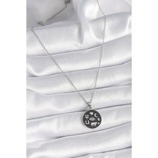 VeraGlobe Buğz 316L Çelik Gümüş Renk Siyah Renk Şans Kolyesi - Buğz