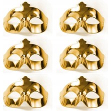 Ergün Collection Altın Metalize Renk Düz B Parti Maskesi 6 Adet