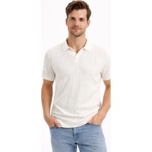 Cazador Erkek Polo Yaka Desenli Triko T-Shirt 34215 Ekru