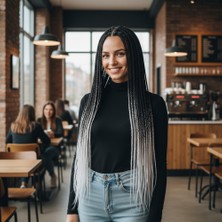 Ergün Collection Afrika Örgüsü ve Rasta Için Sen Ombreli / Siyah / Açık Gri