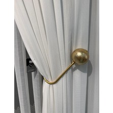 Semra Perde Gold Küre Perde Tutucu – Ipli, Duvar Delmeden Kullanılan Dekoratif Perde Toplama Aparatı Hayalet Perde Tutucu