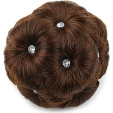 Ergün Collection Taşlı Topuz Toka / Kahve Karamel