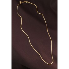 VeraGlobe Buğz Çelik Gold Renk 60 cm Ince Italyan Zincir Kolye - Buğz