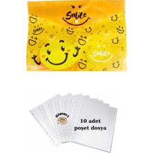 Glanart A4 Boy Çıt Çıt  Ödev Dosyası +10\' Lu Poşet Dosya  Emoji