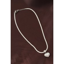 VeraGlobe Buğz 316L Çelik Italyan Zincir Kalp Kolye - Buğz