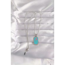 VeraGlobe Buğz 316L Çelik Gümüş Renk Mavi Mineli Tarot Kolye - Buğz