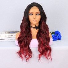 Ergün Collection Siyah Kızıl Ombreli Tül Peruk