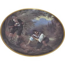 Hasyılmaz Kahla Vintage Av Temalı Porselen Duvar Tabağı 19,5cm 002