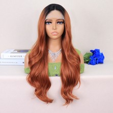 Ergün Collection Siyah / Açık Bakır Ombreli Dalgalı Uzun Boy Tül Peruk