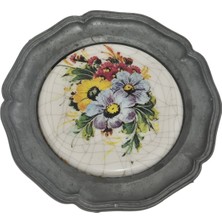 Hasyılmaz Vintage Zınn Çerçeveli Dekoratif Çiçek Temalı Duvar Tabağı 10CM 012