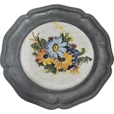 Hasyılmaz Vintage Zınn Çerçeveli Dekoratif Çiçek Temalı Duvar Tabağı 10CM 005