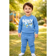 Almira Anne Bebek Erkek Çocuk Bluey Yazılı Köpek Baskılı Şardonlu Takım