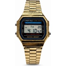 Angelovia Gold Retro Dijital Metal Kordon Unisex Kol Saati