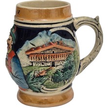 Hasyılmaz Vintage Tankart Kabartma Insan ve Doğa Tasfirli Alman Seramik Bira Bardağı 9,5cm 002