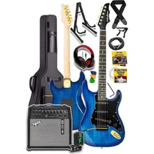 Nuvvo GLC-40BL-50AMP Elektro Gitar Seti 50 Watt Şarjlı Bt Amfi Kulaklık ve Full Set