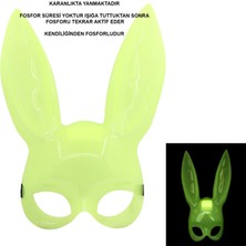Ergün Collection Karanlıkta Parlayan Fosforlu Tavşan Maskesi – Glow Bunny Masquerade Maske (32X22 Cm)