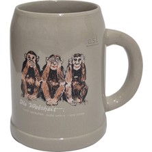 Hasyılmaz Vintage Tankart 3 Maymun Figürlü Alman Bira Bardağı 13CM