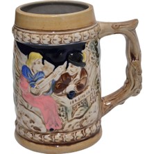 Hasyılmaz Vintage Tankart Kabartmalı Insan ve Doğa Tasfirli Alman Seramik Bira Bardağı 11,8cm 004