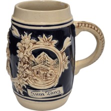 Hasyılmaz Vintage Tankart Dağ Evi ve Çiçek Temalı Alman Seramik Bira Bardağı 11,8cm 006