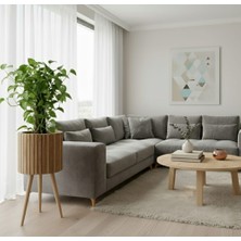 Black Pearl Ahşap Ayaklı Saksı Sepeti Halat Saksı Hasır Saksı