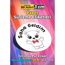 Sb Store Sana Geldim Ayıcık Hediye Paket Süsleme Etiketi Model 90 - 96 Adet 3cm