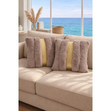 Teksev Risa Kahve 2li Kırlent Kılıfı Pofuduk Dekoratif Yumuşak Koltuk Yastık Kılıfı 45X45