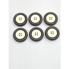 Italyan Oksit Çerçeve / Beyaz Merkez / Kaban Ceket Düğmesi / 3,4 cm / 6’lı Set / ITA21