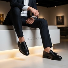 By Barretti Siyah Dokulu Deri Püsküllü Loafer