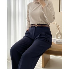 Moda Morfo Pileli Cepli Kemerli Bilek Pantolon -Laci