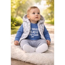 Almira Anne Bebek Erkek Bebek Çizgi Desenli Kapşonlu Yelekli Takım