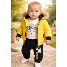 Almira Anne Bebek Bebek Kışlık Takım 3 Parça | Renkli Şişme Mont ve Sweatshirt | 6-12 Ay