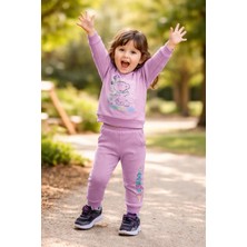 Almira Anne Bebek Kız Çocuk Mor Takım Uzun Kollu Sweat ve Alt 2-5 Yaş