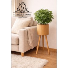 Bambu Saksı Sepeti Ahşap Ayaklı Saksı