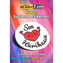 Sb Store Sen Harikasın Kalp Ambalaj Hediye Paket Süsleme Etiketi Model 96 - 96 Adet 3cm