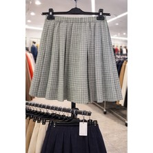 Minimom Çocuk  Ekose  Pileli Mini  Etek